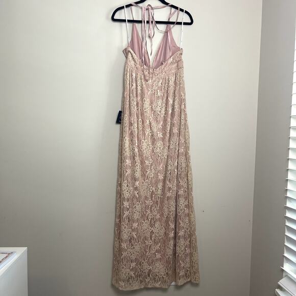NWT Lulus Stolen Moments Dusty Pink Lace-Up Lace Maxi Dress Women's Sz M - Picture 8 of 11